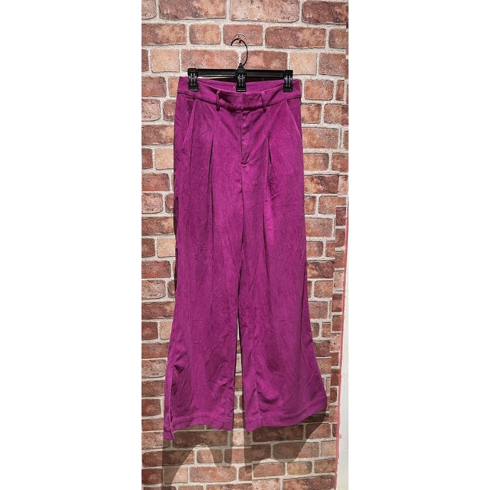 Women's Bootcut Pants Size 8 Solid Purple Mid Rise Stretch W/Belt Loops&Pockets